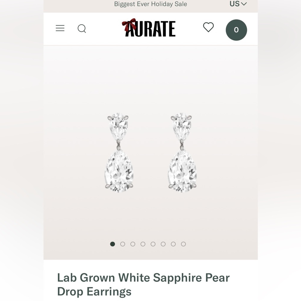 Aurate Sparkling White Sapphire Earrings
